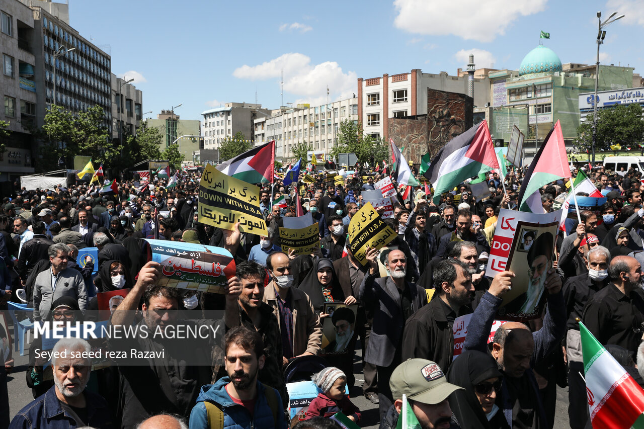 حضور رئیس جمهور در راهپیمایی روز قدس