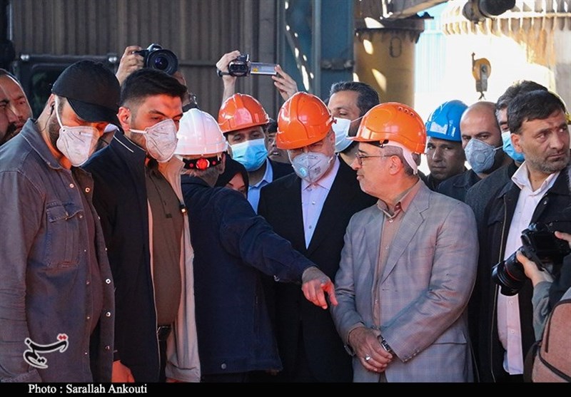 تصاویر بازدید قالیباف از کارخانه فولاد زرند 