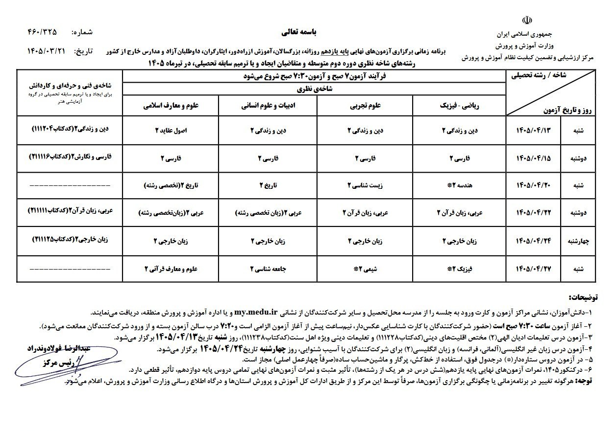 امتحانات