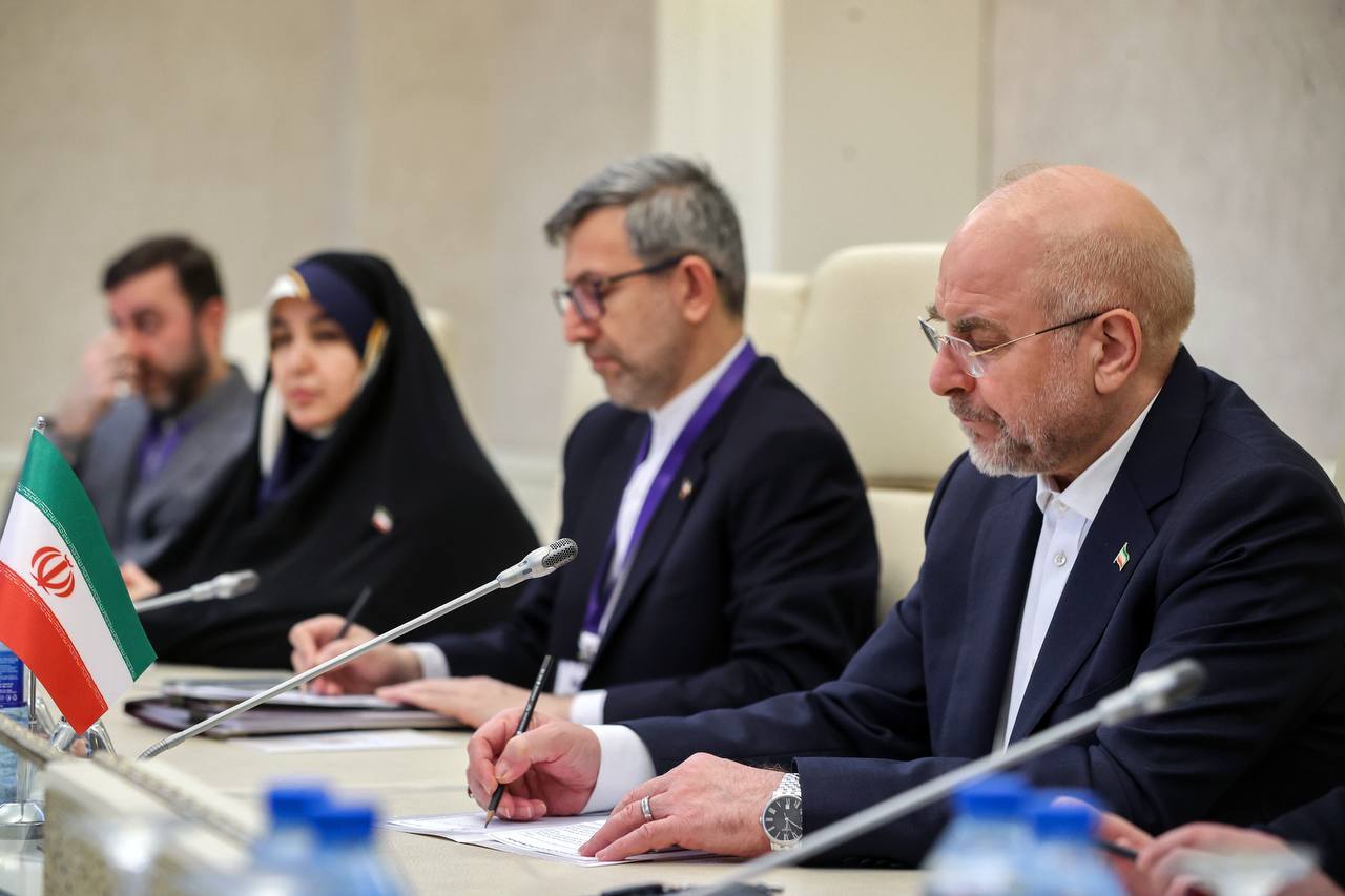 دیدار یوسف رضا گیلانی با قالیباف در باکو - آذربایجان