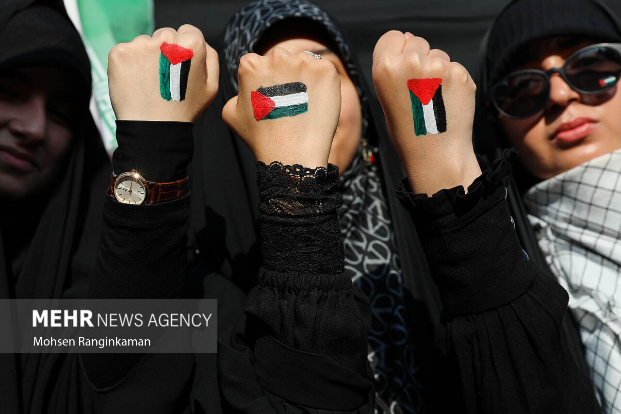 تجمع مردم تهران در واکنش به جنایت رژیم صهیونیستی در غزه