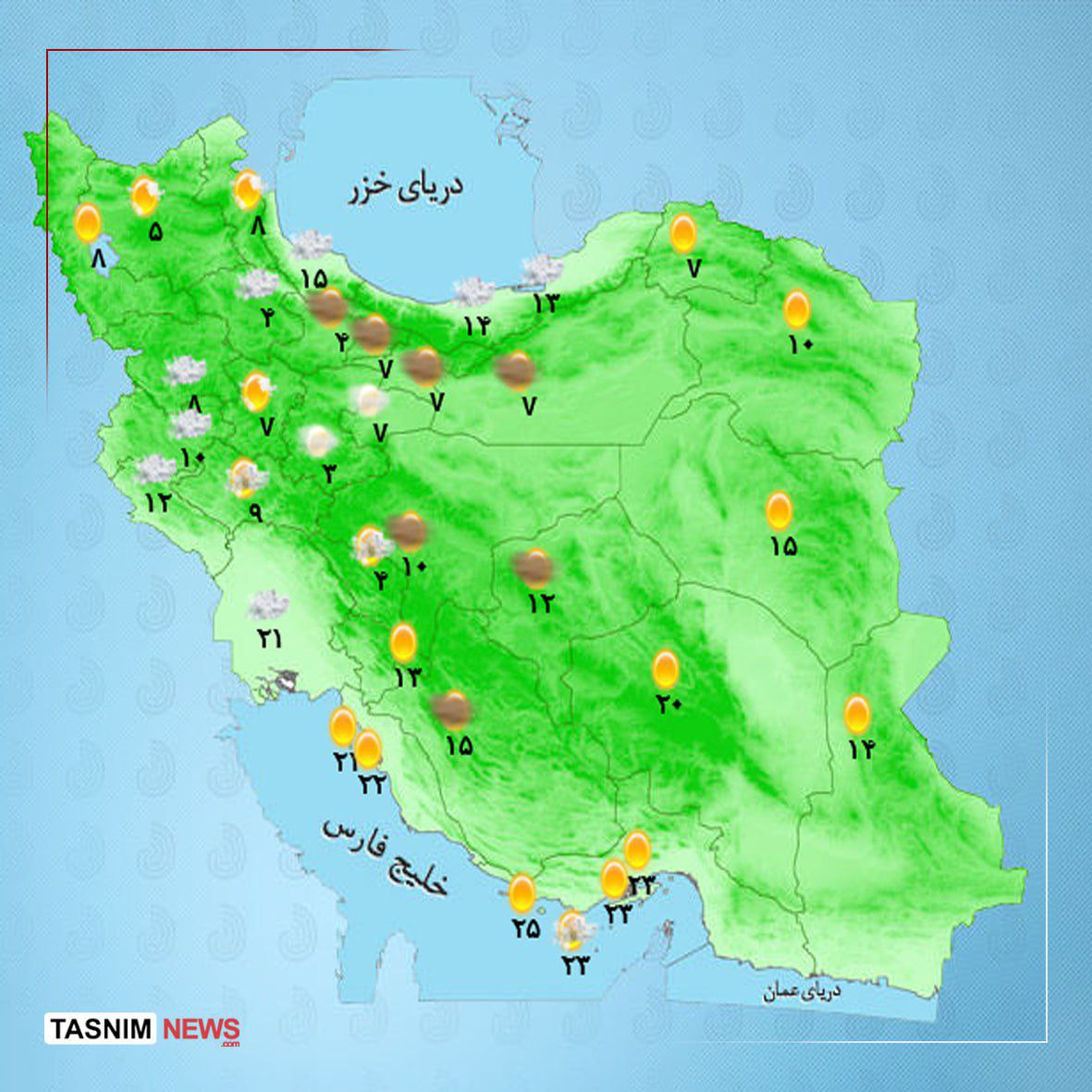 نقشه هوای استان ها