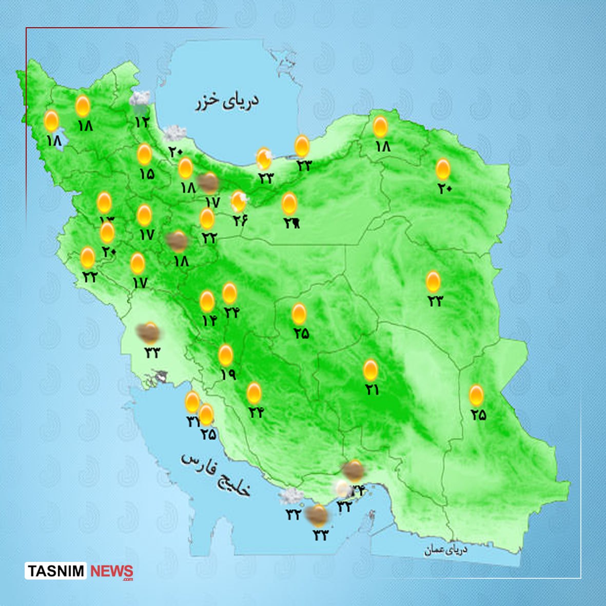 نقشه هوای استان ها
