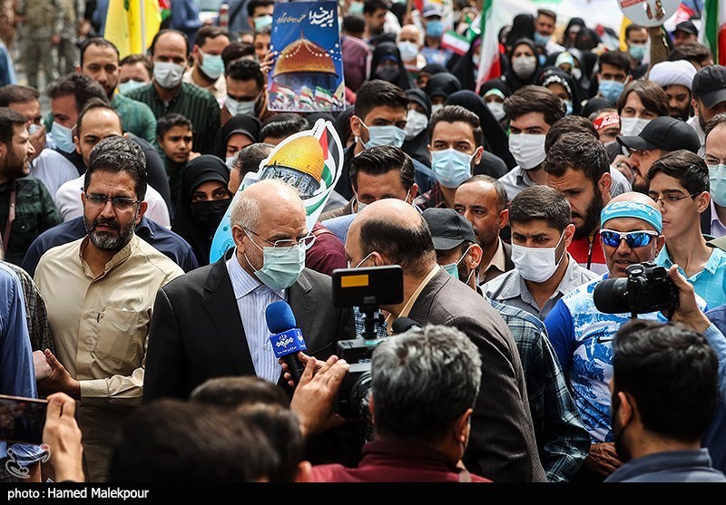 حضور رئیس مجلس در راهپیمایی روز قدس