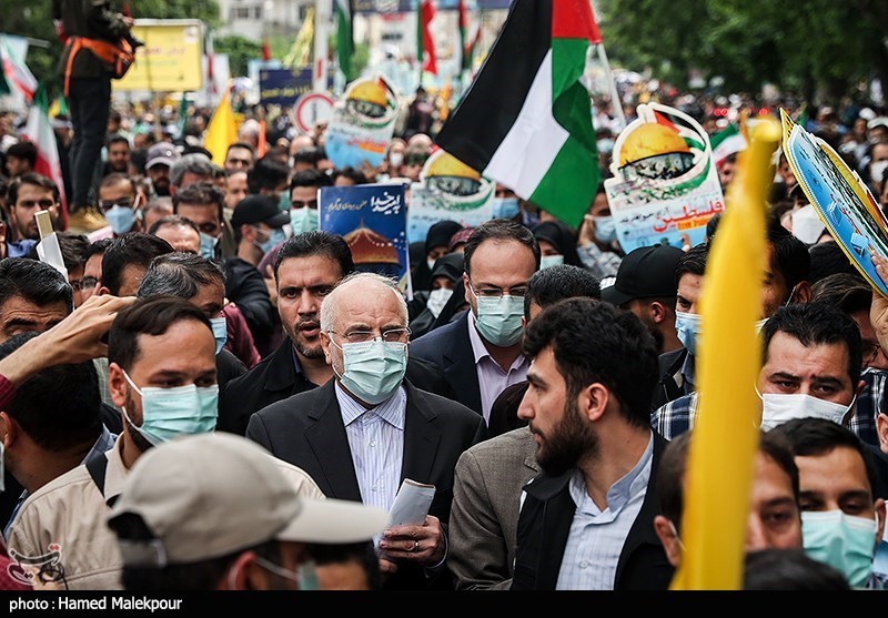 حضور رئیس مجلس در راهپیمایی روز قدس