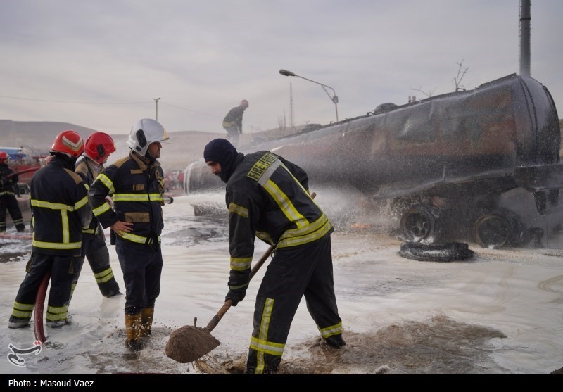 آتش سوزی تانکر حامل سوخت