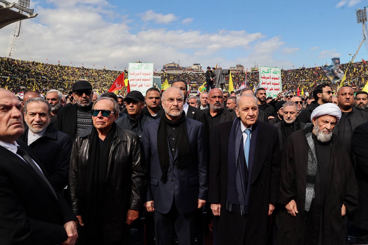 حضور قالیباف در مراسم تشییع پیکر رهبران شهید مقاومت