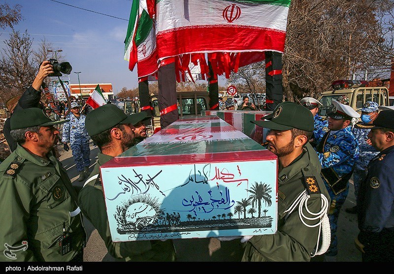 مراسم استقبال از ۶ شهید گمنام در پایگاه شکاری شهید نوژه همدان