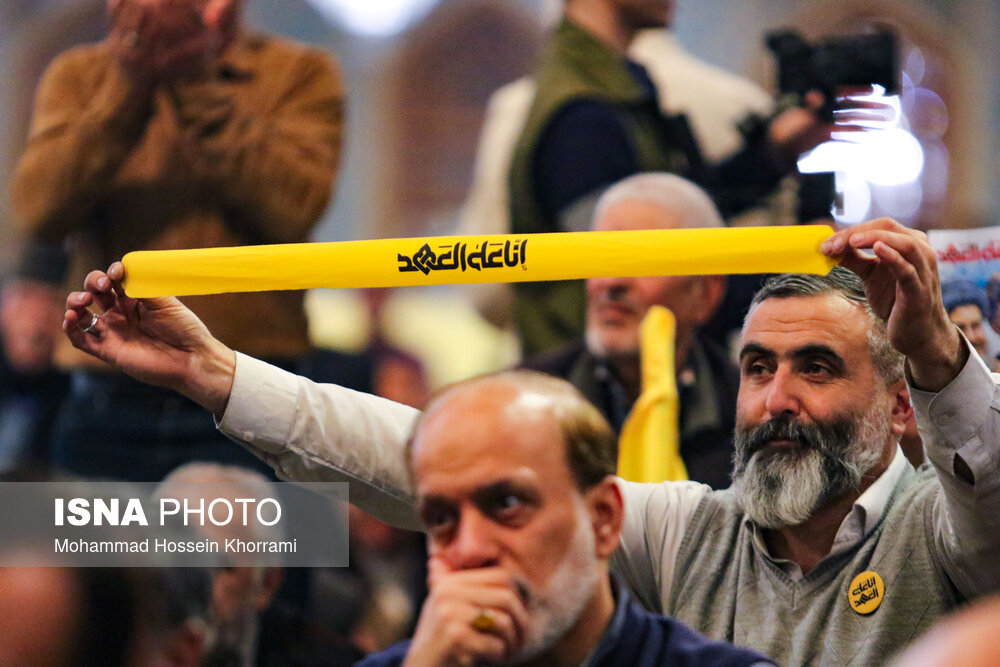 مراسم گرامیداشت شهید سیدحسن نصرالله همزمان با تشییع شهدا در لبنان - مشهد