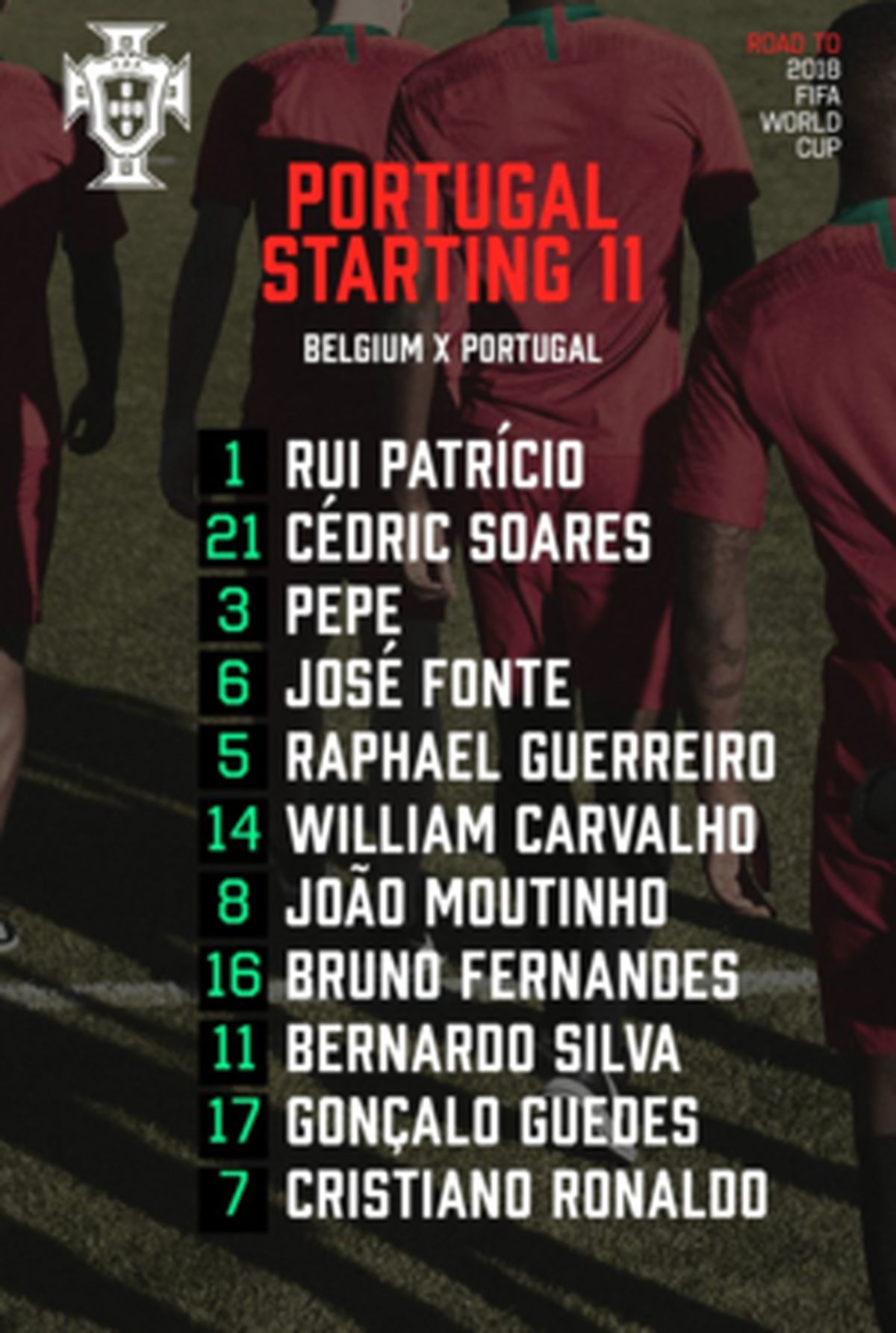 ترکیب 11 نفره پرتغال برای بازی با اسپانیا مشخص شد