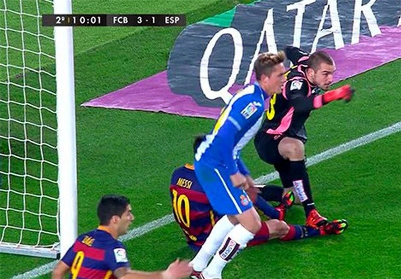 حرکت غیرورزشی دروازه‌بان اسپانیول روی مسی+عکس