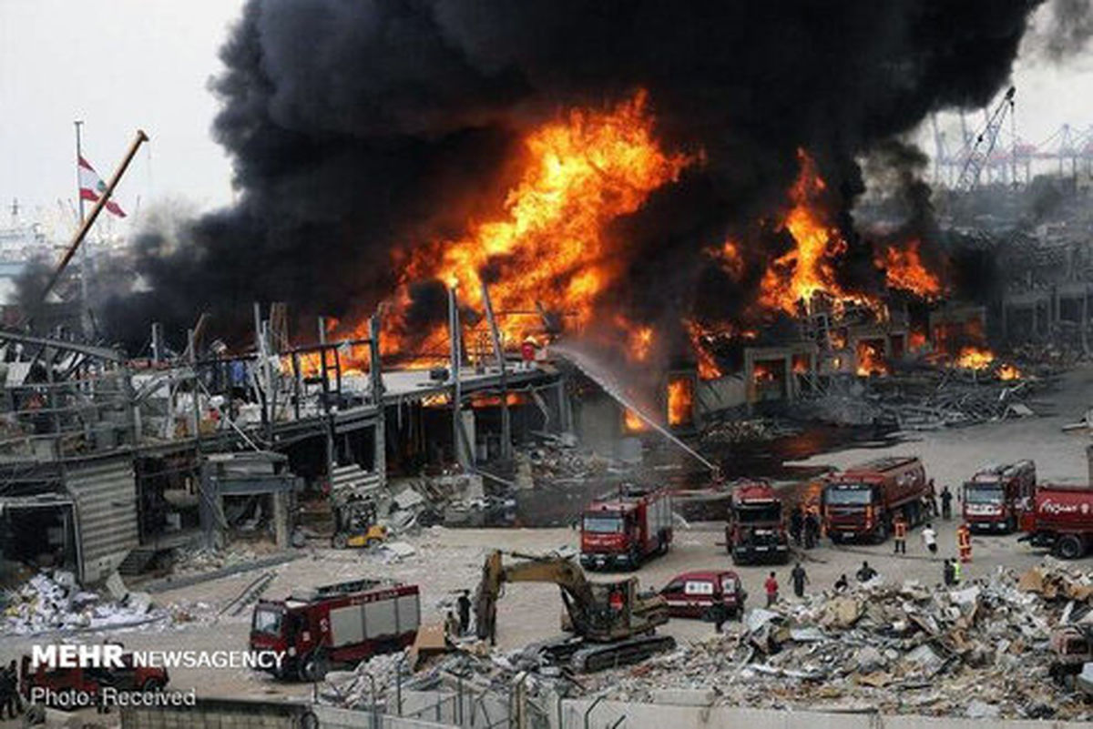 تصاویر: آتش‌سوزی گسترده در بندر بیروت