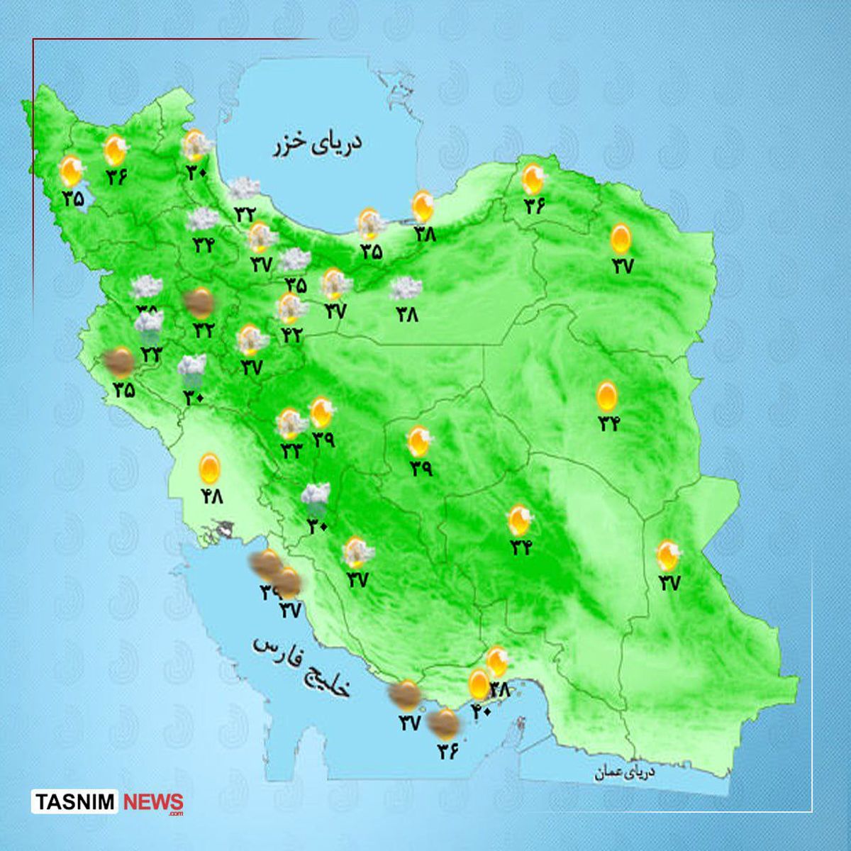 رگبار تابستانه در برخی استانها