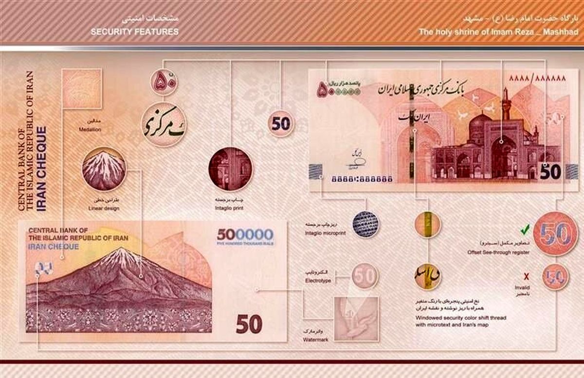 رونمایی از ایران چک جدید ۵۰ هزار تومانی + ویژگیهای امنیتی