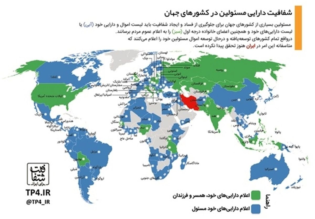 شفافیت دارایی مسئولین در کشورهای جهان +نقشه