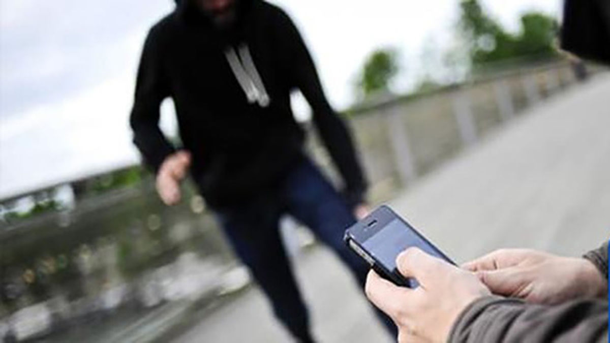 قاپیدن ناگهانی تلفن همراه در پیاده رو +فیلم