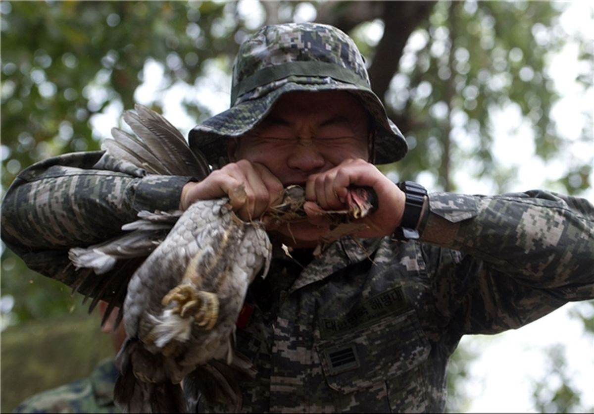کار عجیب تفنگدار کره در مانور نظامی