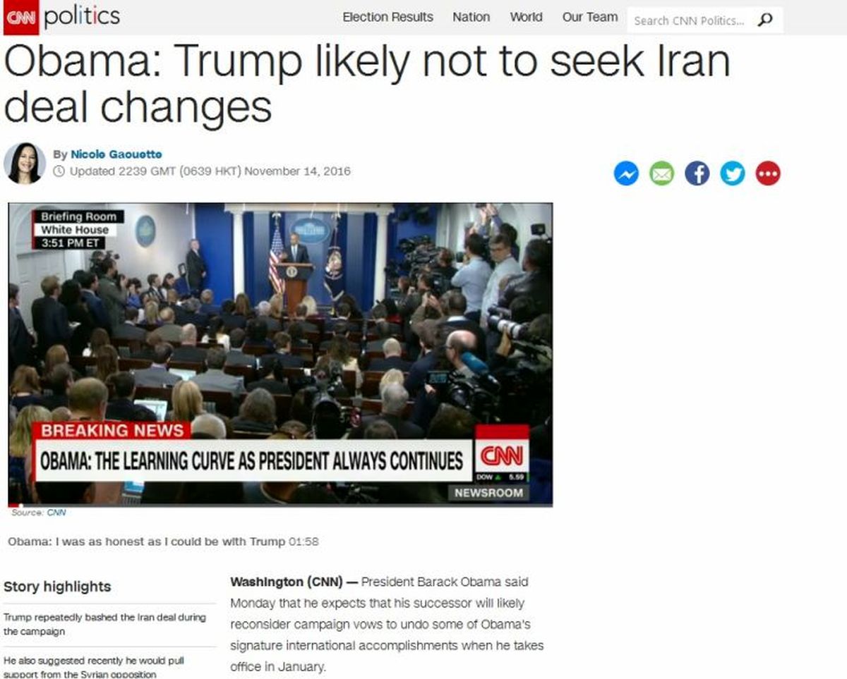 نخستین واکنش باراک اوباما به وعده لغو توافق هسته‌ای