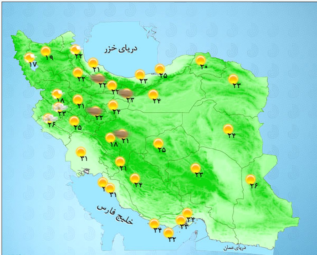 آخرین وضعیت جوی استان‌ها +نقشه