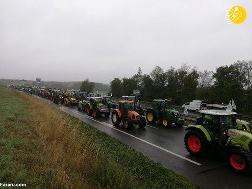 تصاویر: اعتراض کشاورزان فرانسوی با تراکتور به مکرون