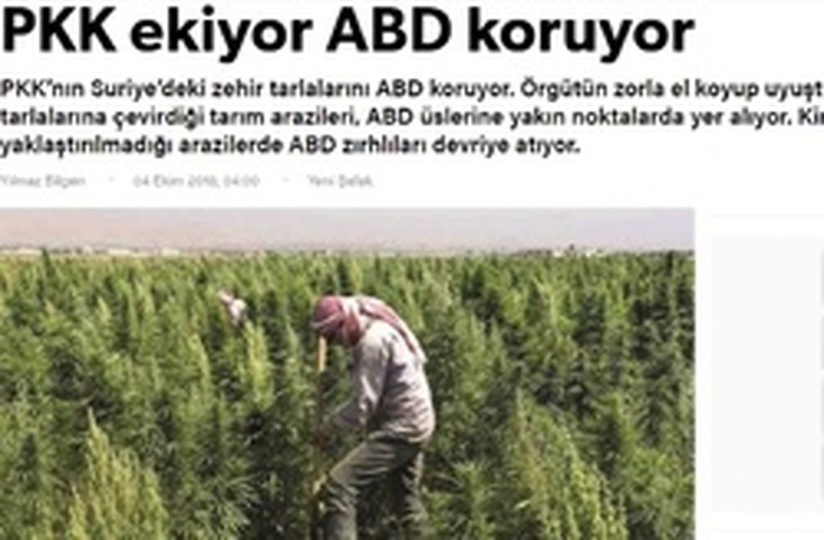 آمریکا از مزارع کشت مواد مخدر پ. ک. ک. حفاظت می‌کند