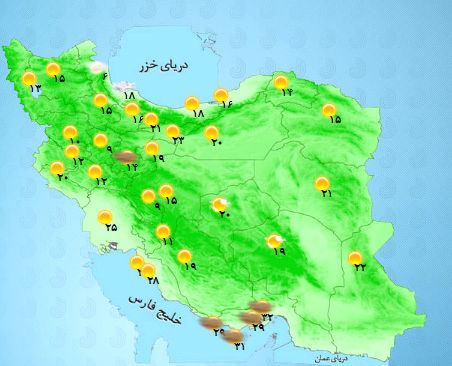 احتمال رگبار موقتی باران در برخی نقاط کشور +جدول