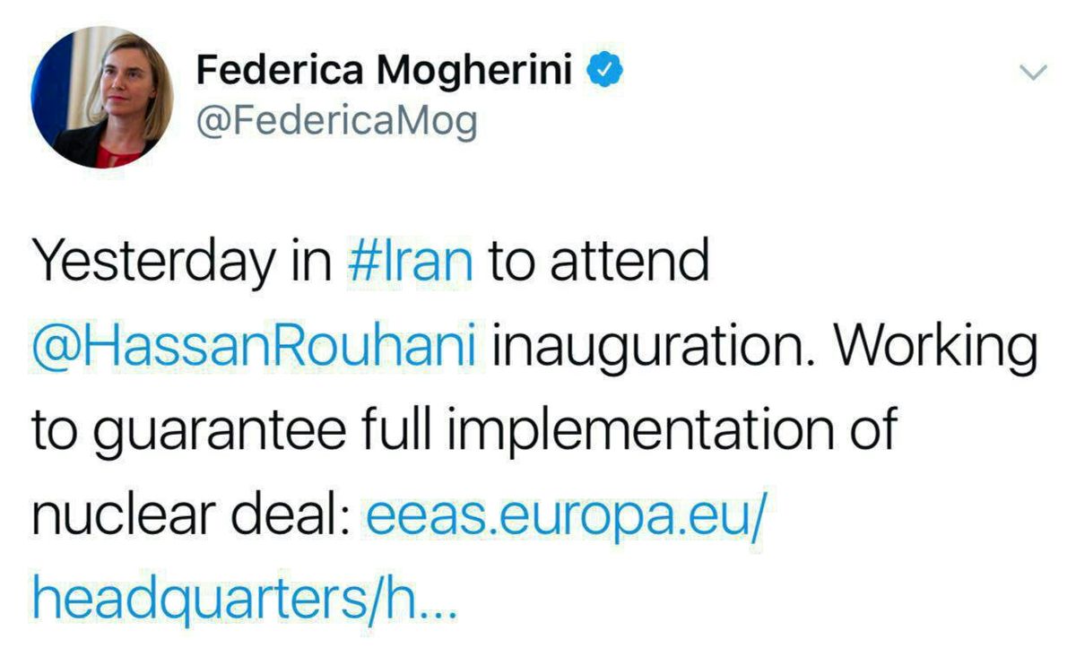 اولین توئیت موگرینی بعد از سفر خبر ساز به تهران +عکس