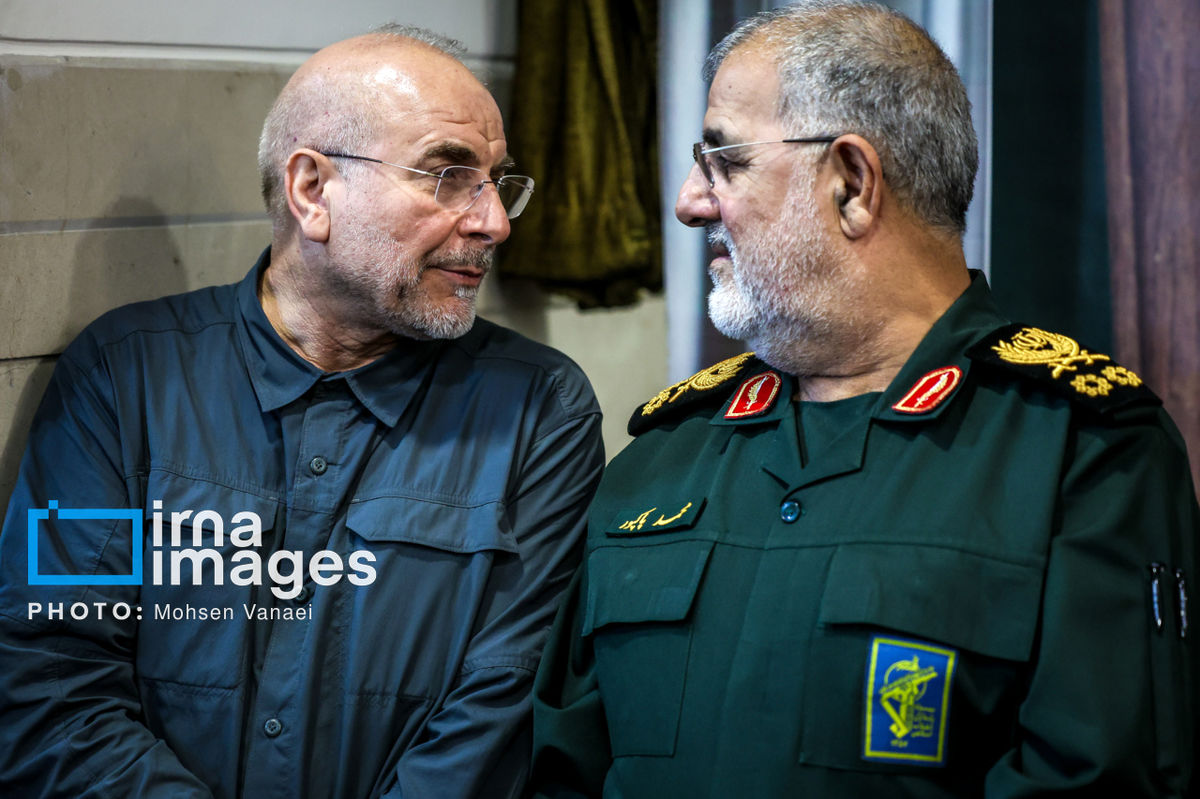 فرمانده‌ کل سپاه و رئیس مجلس در مراسم چهلمین روز شهادت سردار سلامی حاضر شدند