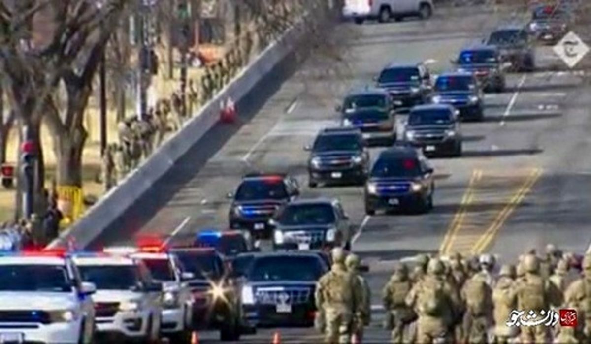 اسکورت عجیب خودروی بایدن برای ورود به کنگره! +عکس