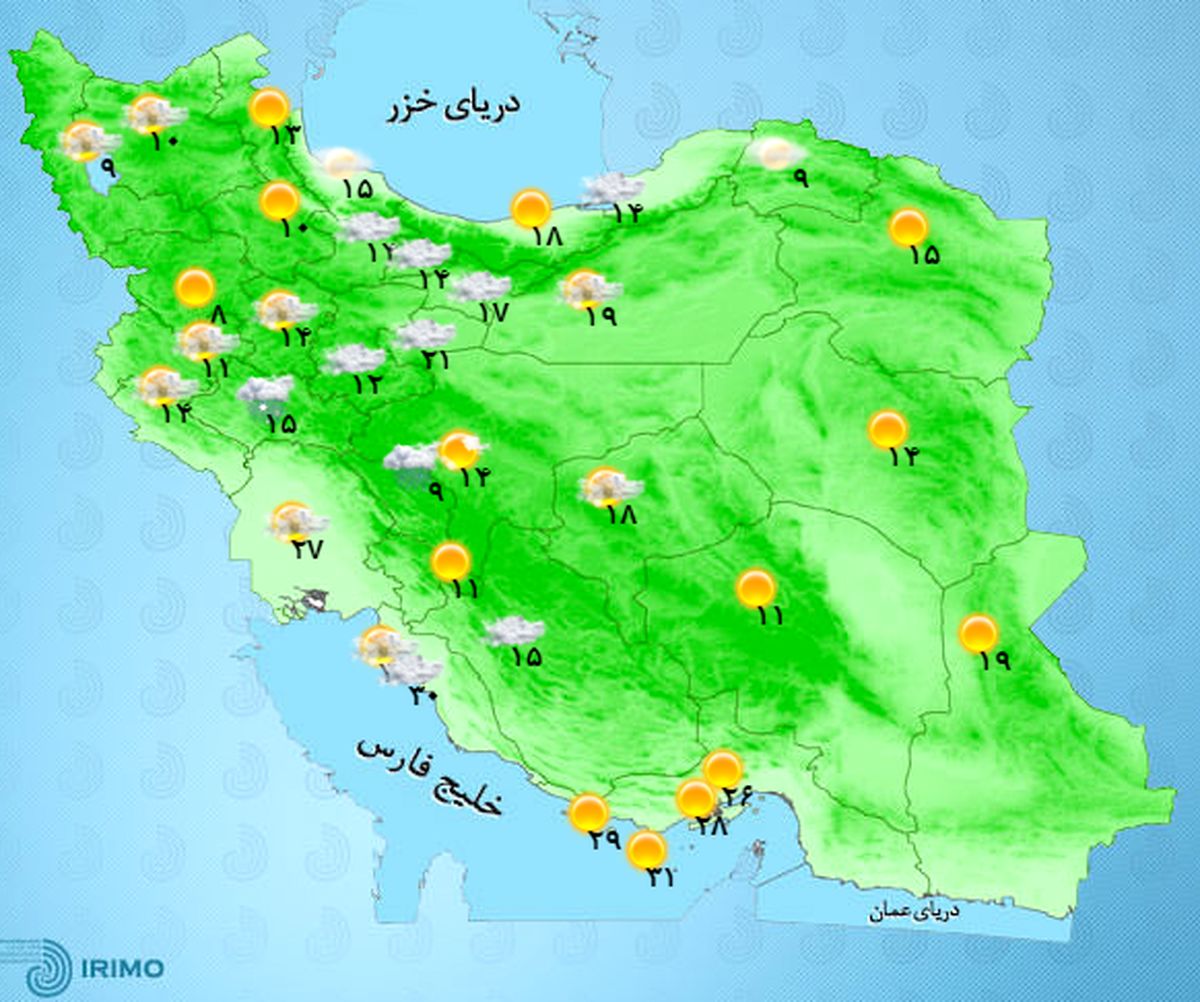 پیش بینی رگبار و رعدوبرق در برخی استان‌ها +نقشه