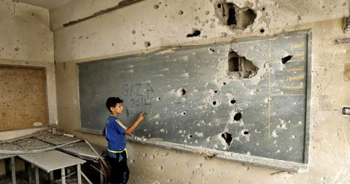 عکس/ یک کلاس درس در غزه