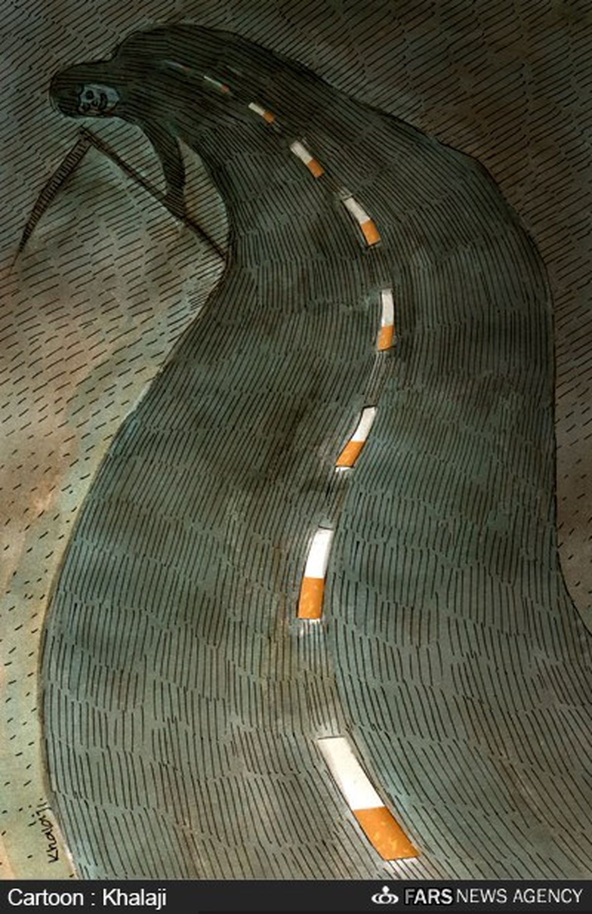 جاده مرگبار دخانیات!/کاریکاتور