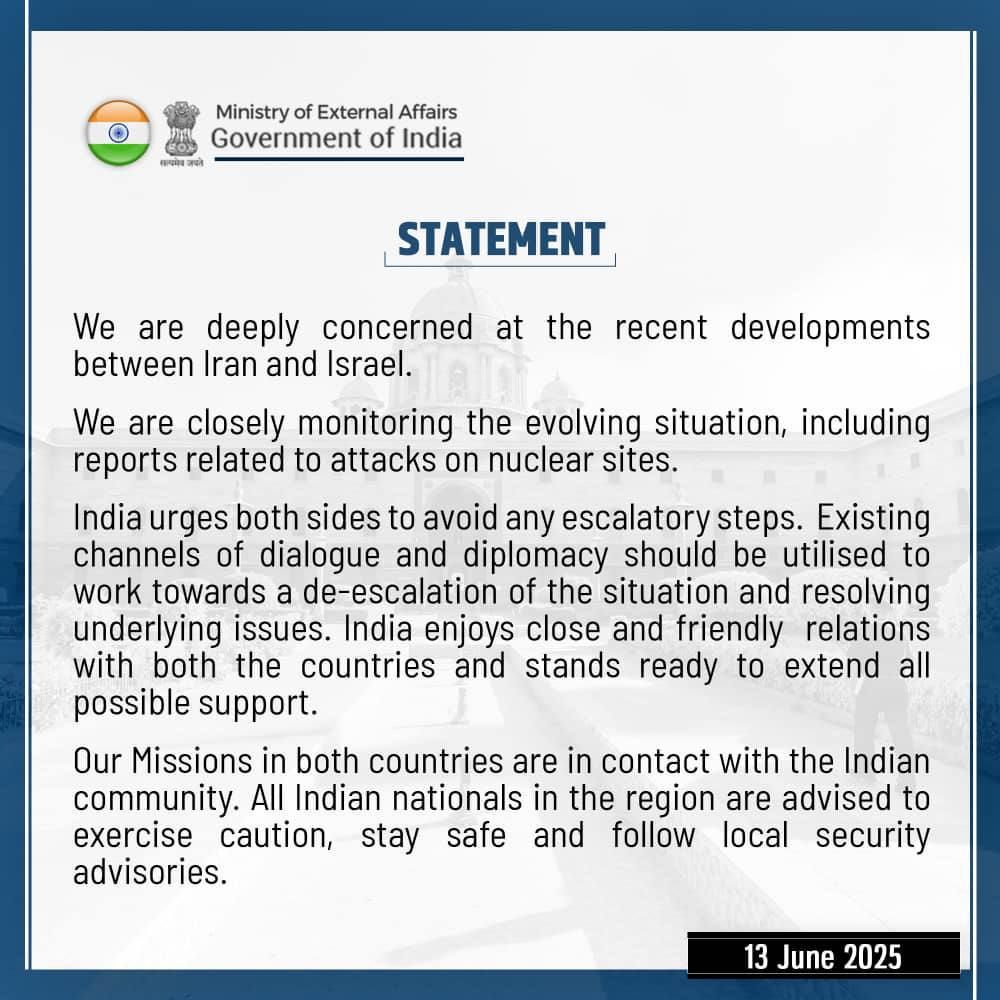 ابراز نگرانی شدید هند از حملات اسرائیل به ایران