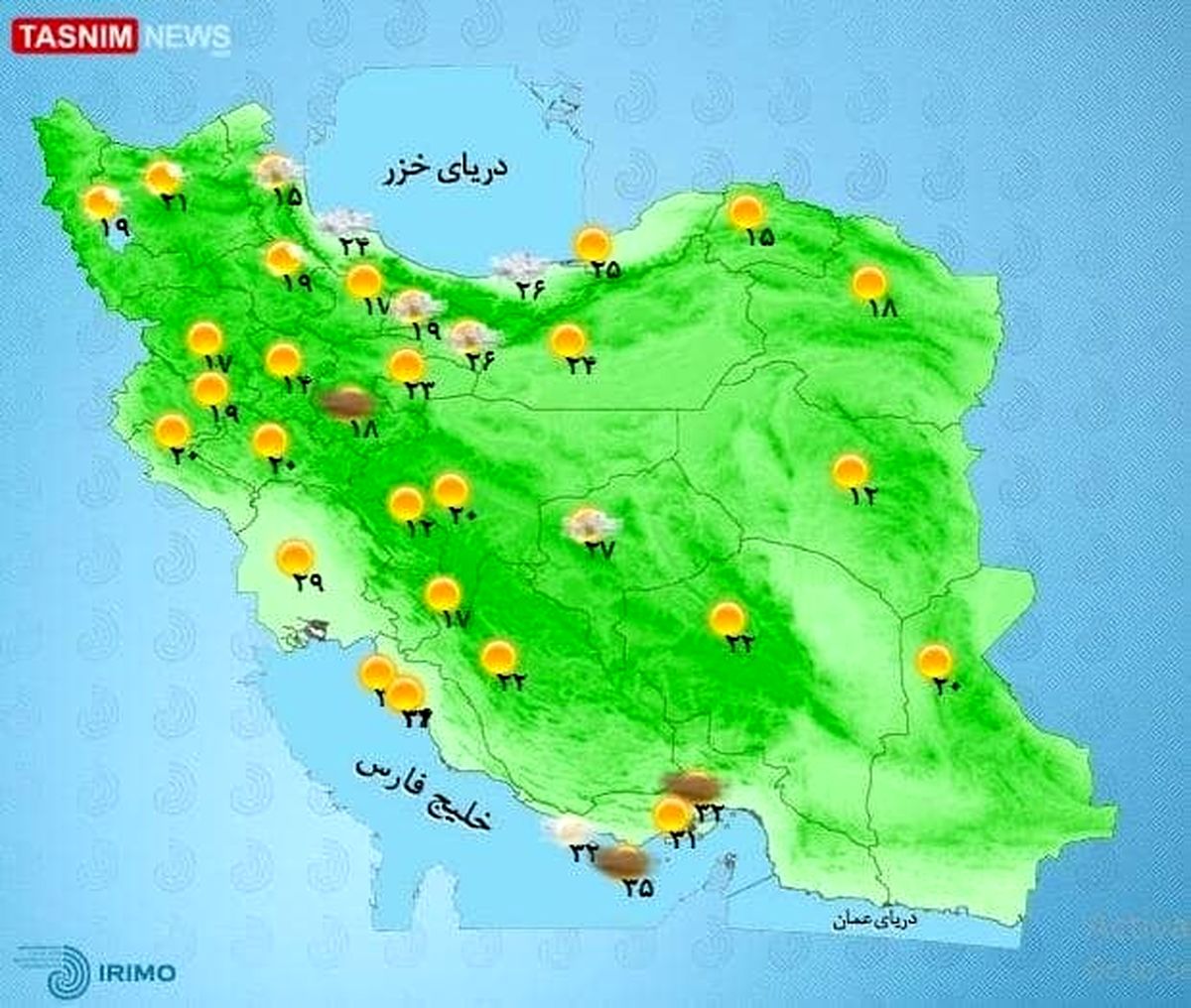 وضعیت آب و هوای استان ها امروز 27 مرداد +نقشه