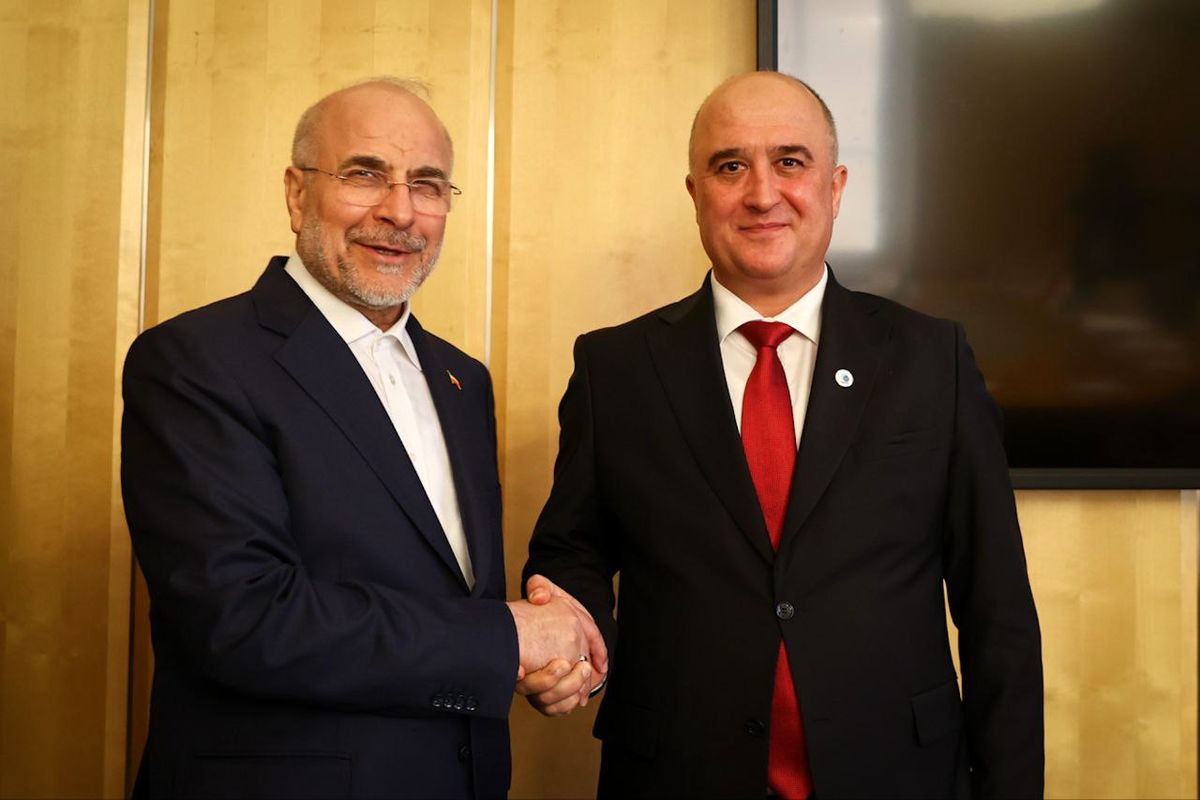 دیدار قالیباف با فَیضعلی عیدیزاده رئیس مجلس نمایندگان جمهوری تاجیکستان