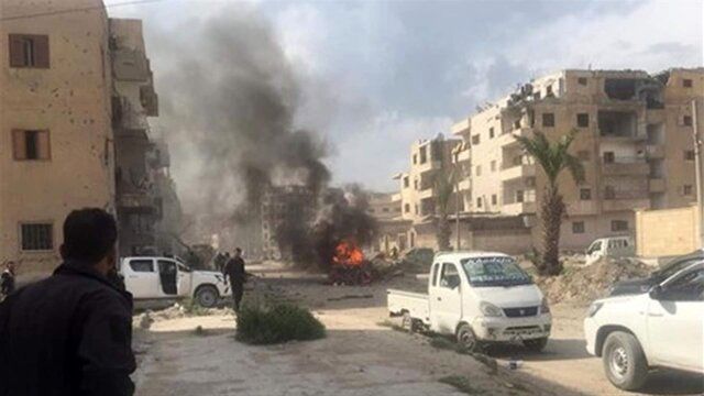 
انفجار خودرو بمب‌گذاری شده در الرقه سوریه