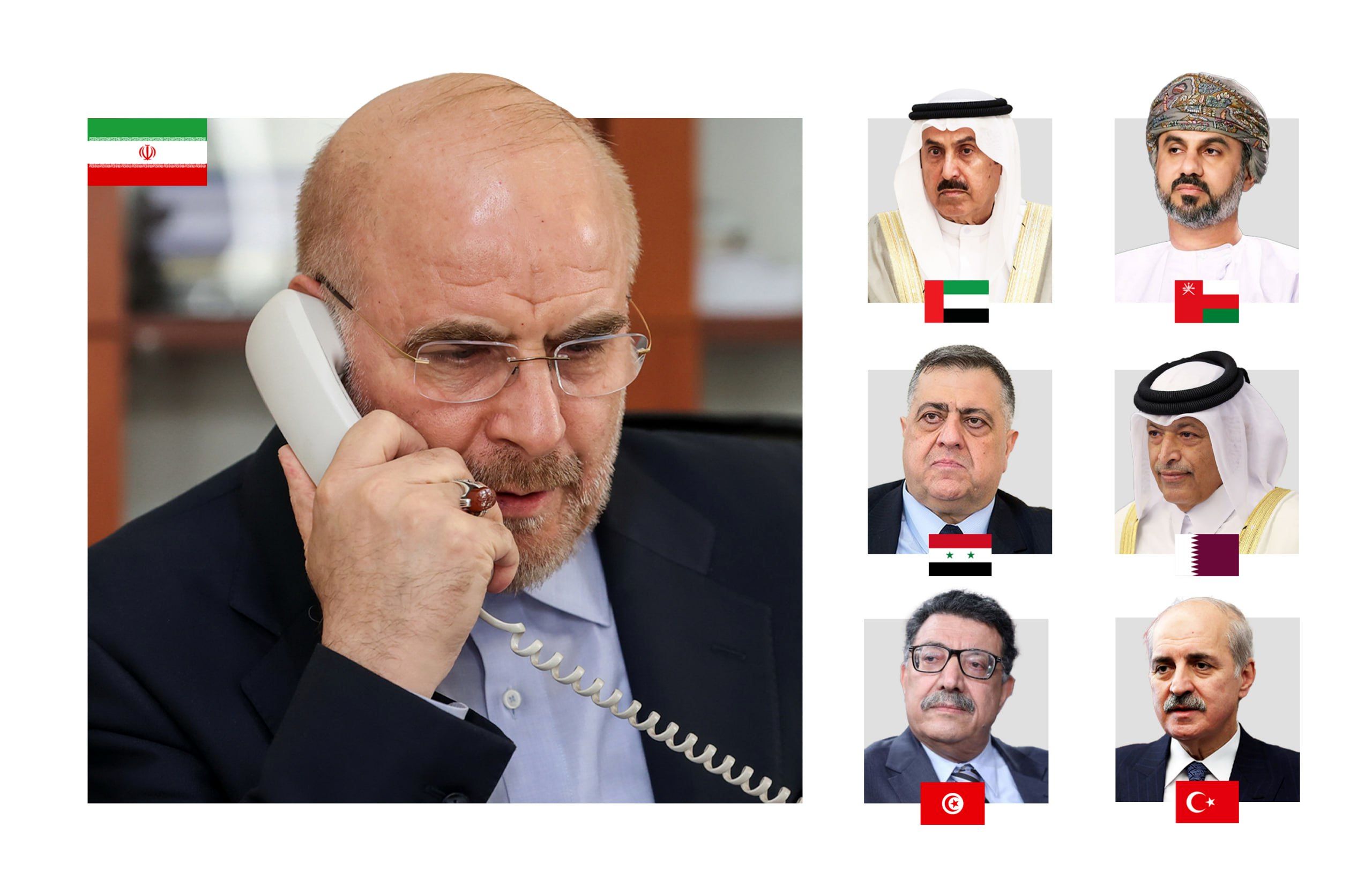 تسلیت رؤسای مجالس 6 کشور قطر، امارات، عمان، سوریه، ترکیه و تونس به قالیباف