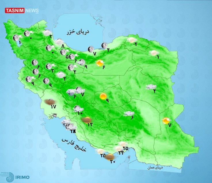 بارش باران در نواحی غربی و جنوبی کشور