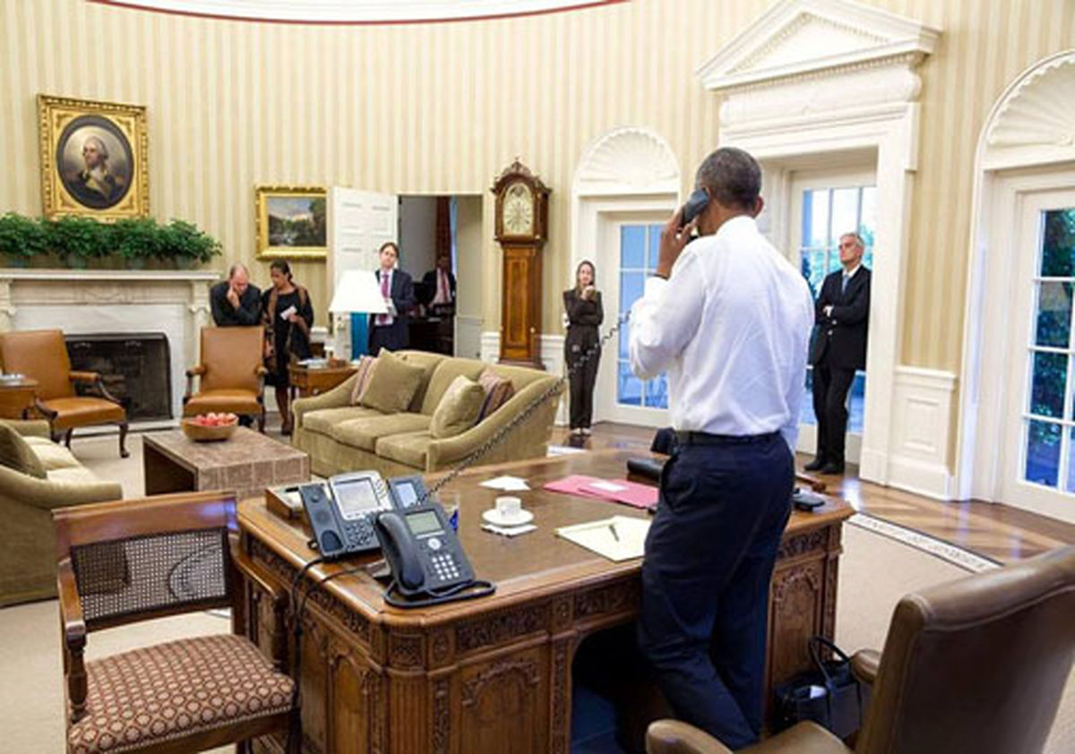 اوباما هنگام دریافت خبر توافق+عکس