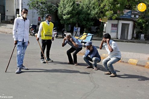 تصاویر: استفاده از چماق برای اعمال قرنطینه!