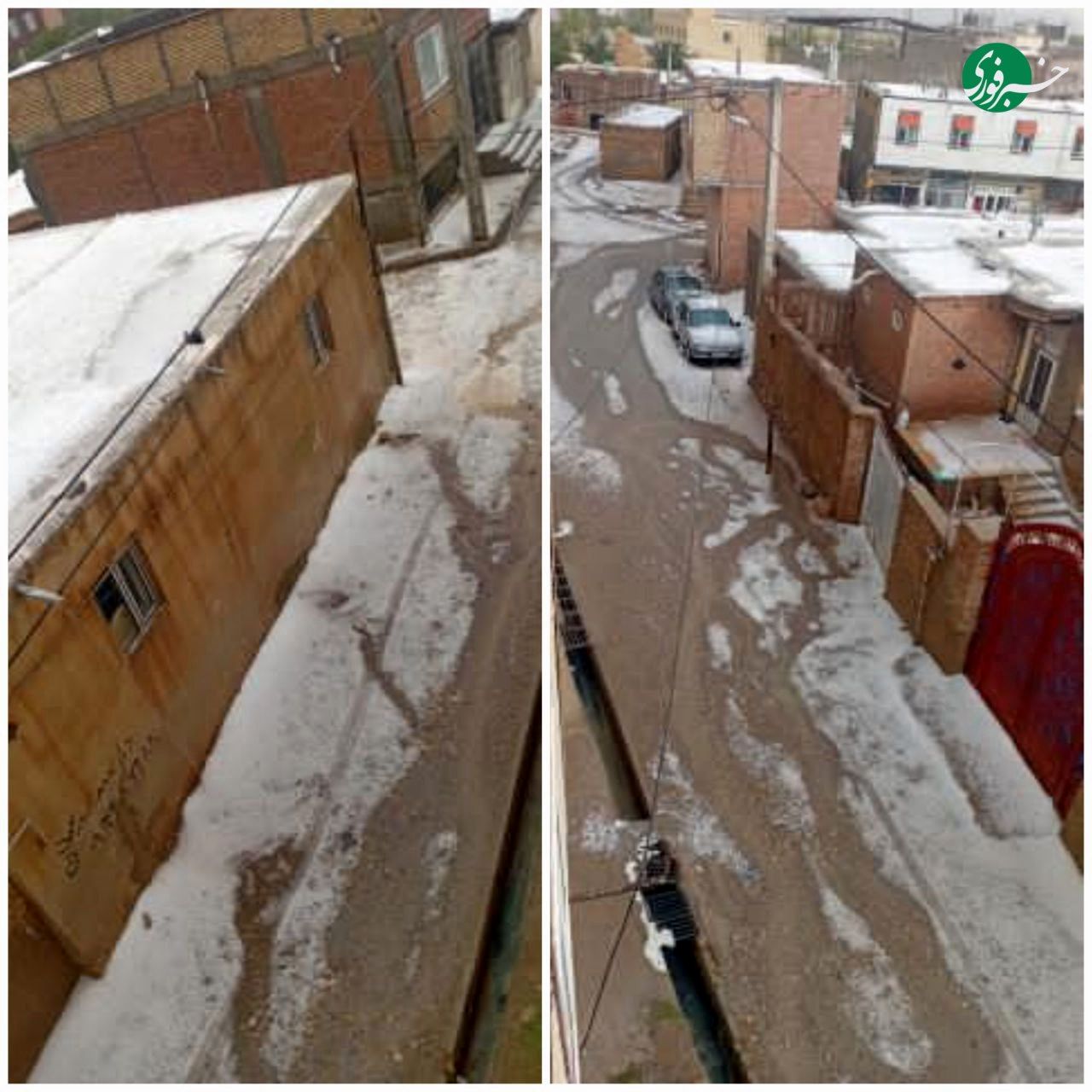 بارش شدید تگرگ شهر مرزی بازرگان امروز +عکس