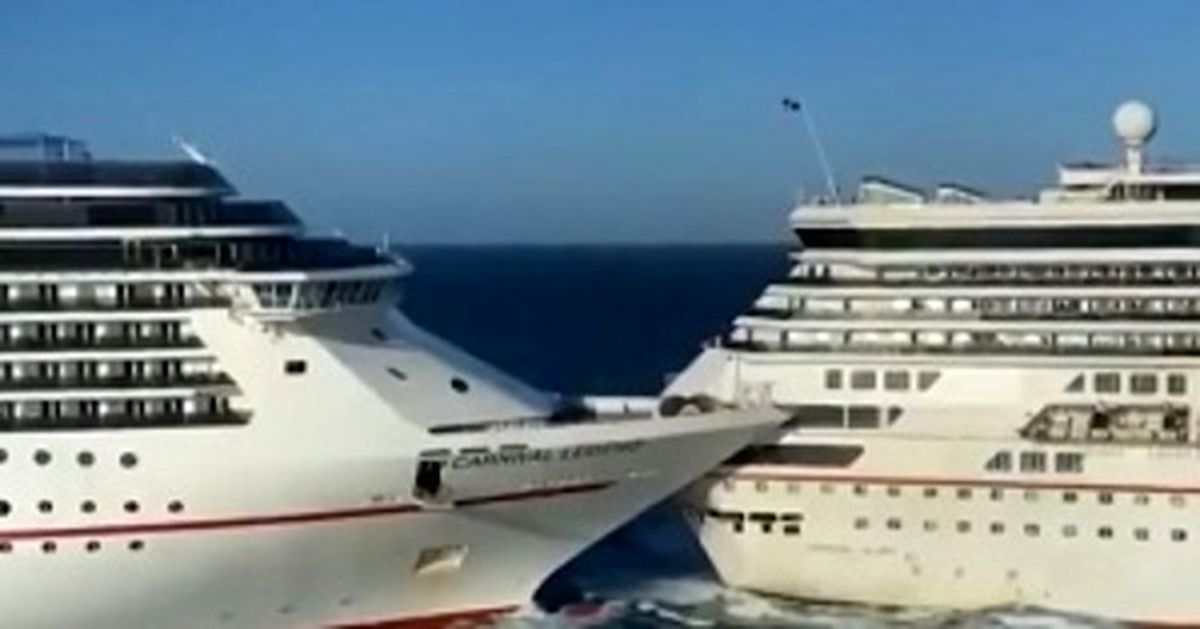 لحظه برخورد دو کشتی کروز غول پیکر +فیلم