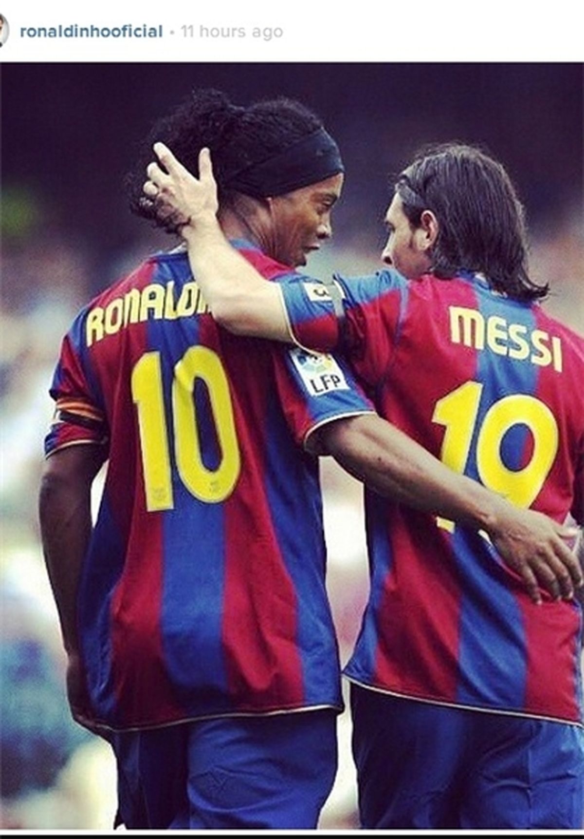 عکس/تبریک رونالدینیو به مسی