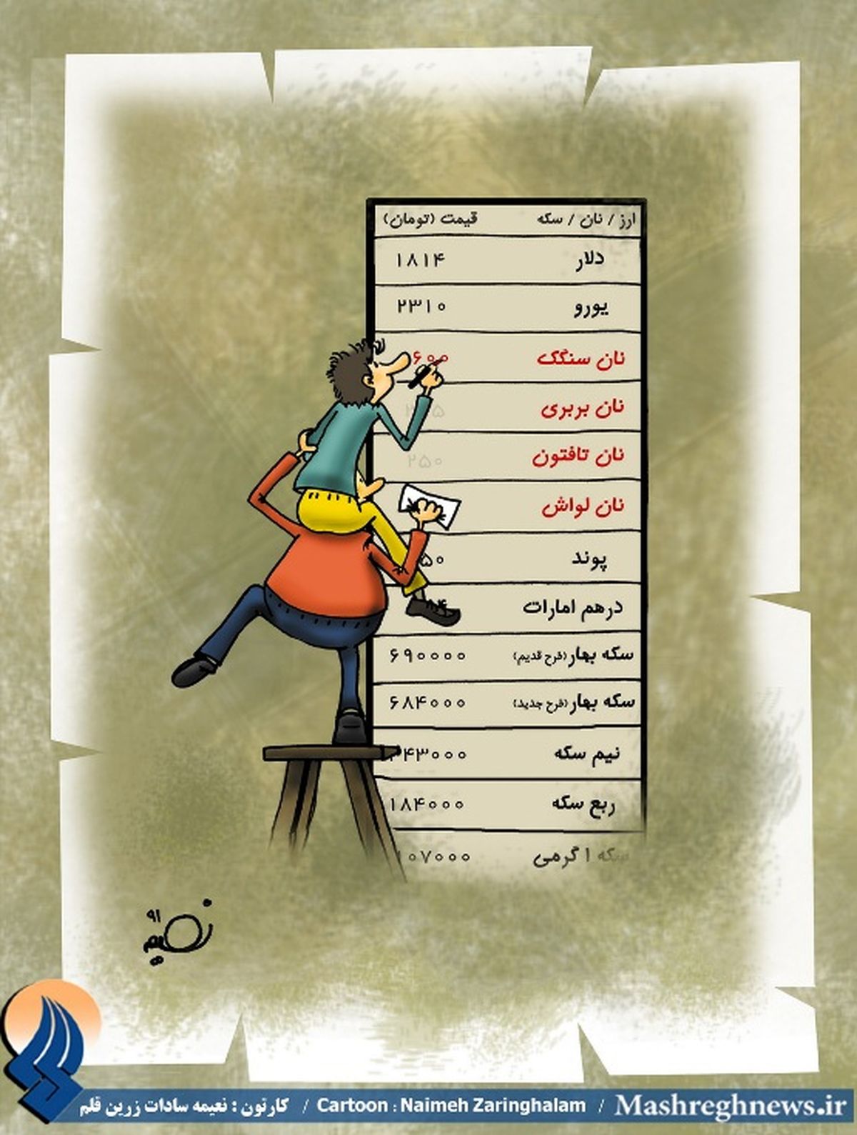 کاریکاتور/ رقابت نان بربری با ارزهای خارجی