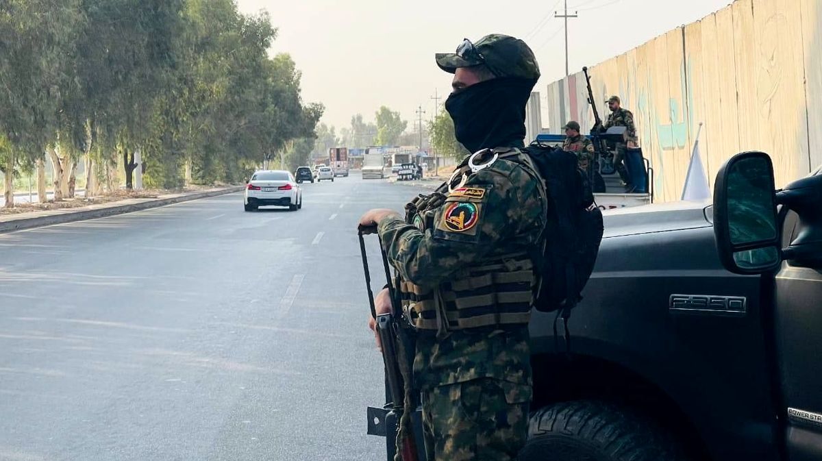 استقرار نیروهای الحشد الشعبی در جاده اربیل به کرکوک