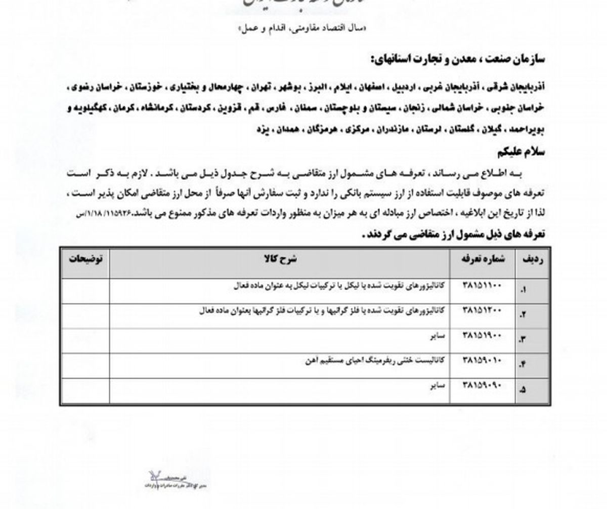 ممنوعیت واردات 5 قلم کالا با ارز مبادلهای