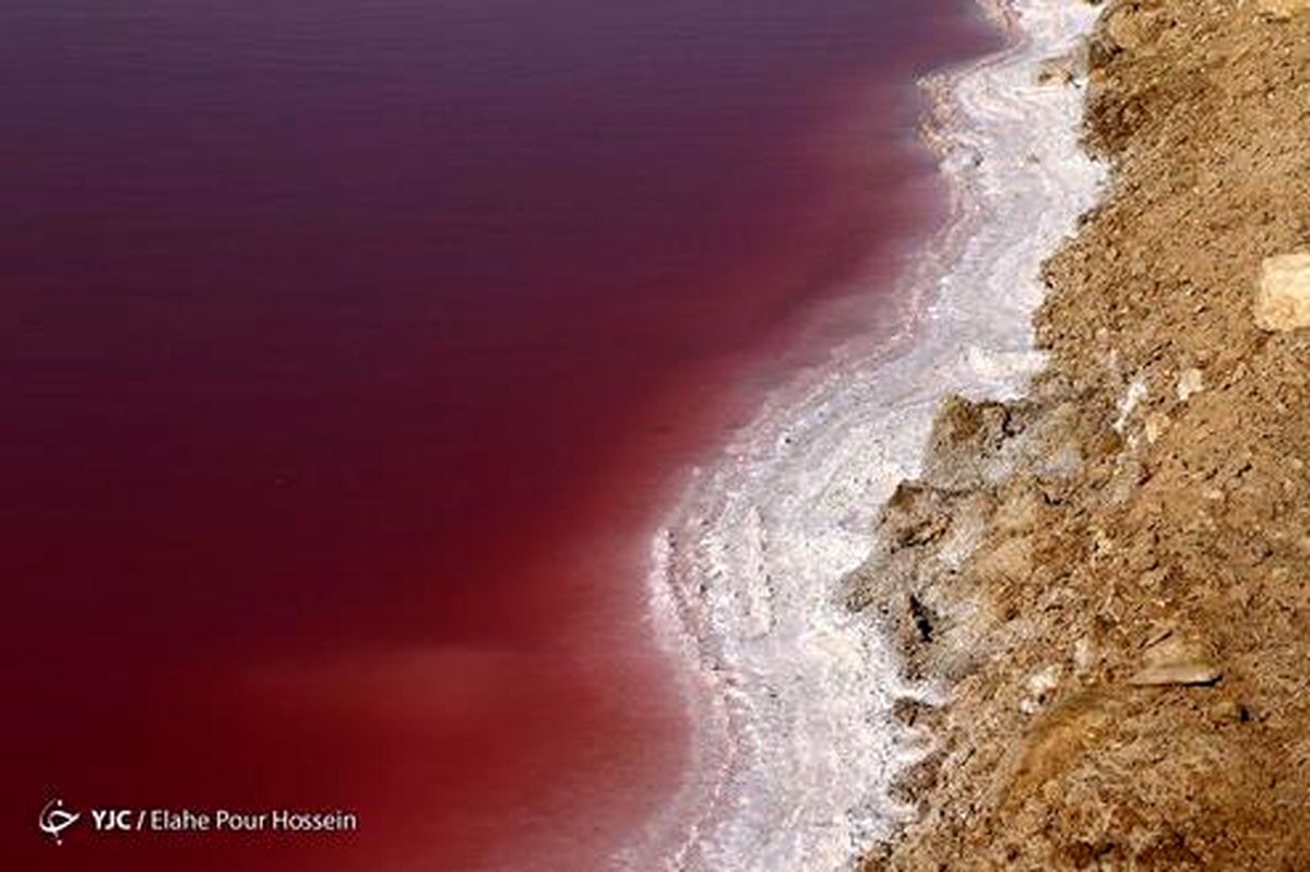 عکس: دریاچه نمک قم برای اولین بار سرخ شد