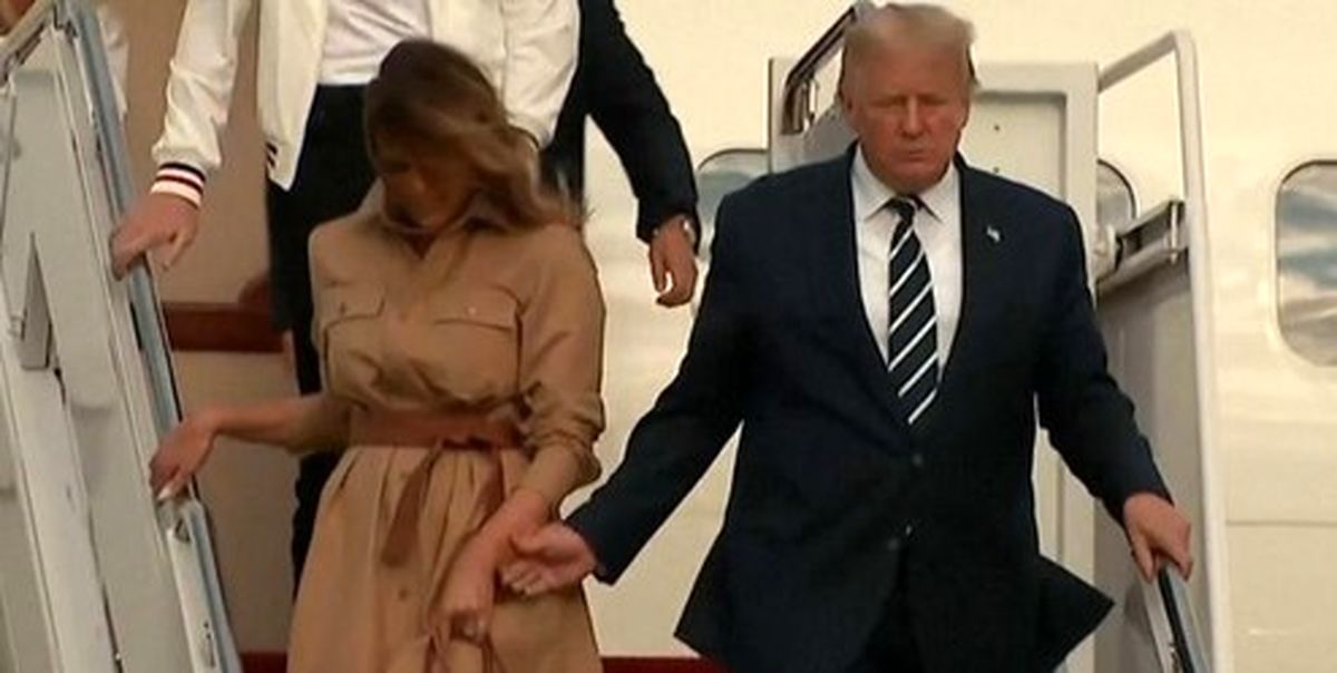 بی محلی دوباره ملانیا به ترامپ خبرساز شد +فیلم