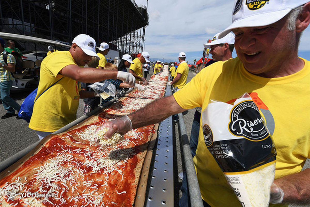 تصاوپر: پخت طولانی‌ترین پیتزا جهان در کالیفرنیا