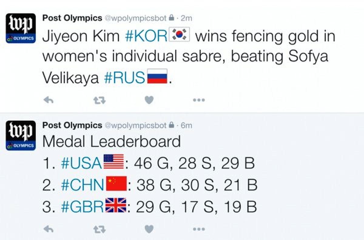 پوشش اخبار المپیک ریو با «روبات خبرنگار» واشنگتن‌پست